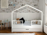 Bellamy Dream Nest House Bed 80x160 with Railings – Snow White - Mari Kali Stores Cyprus